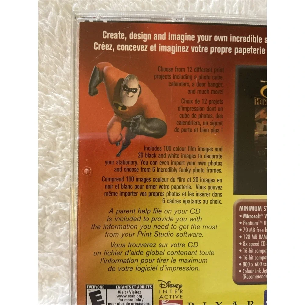 Disney Pixar's the Incredibles PC CD Rom Print Studio Game for Windows 98/Me/Xp